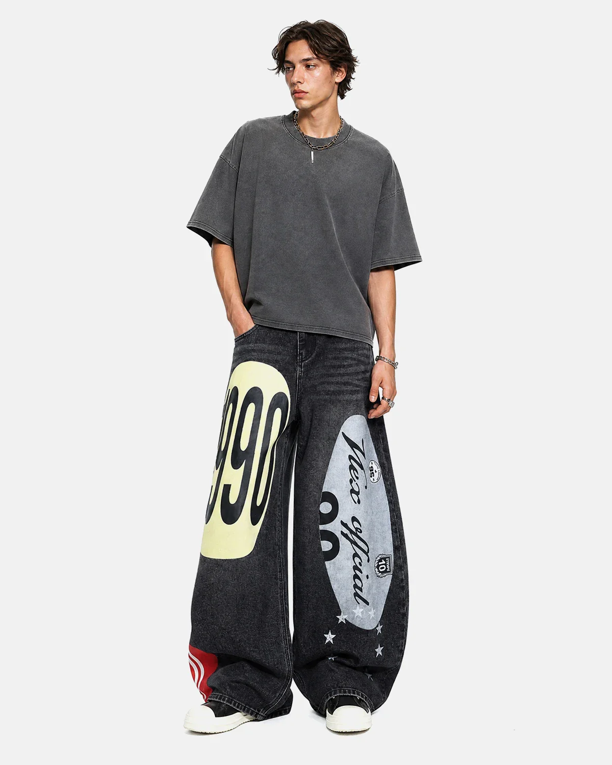 1990 Graphic Print Barrel Jeans | Inflation Streetwear - Image 3