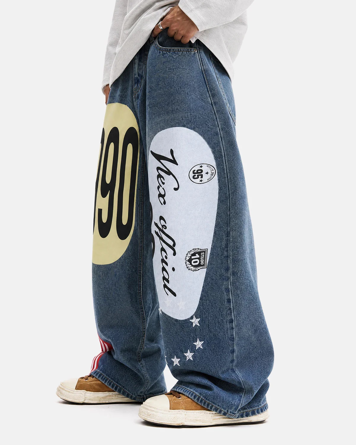 1990 Graphic Print Barrel Jeans | Inflation Streetwear - Image 7