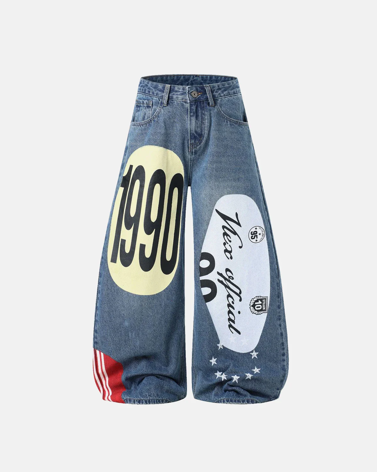 1990 Graphic Print Barrel Jeans | Inflation Streetwear - Image 9