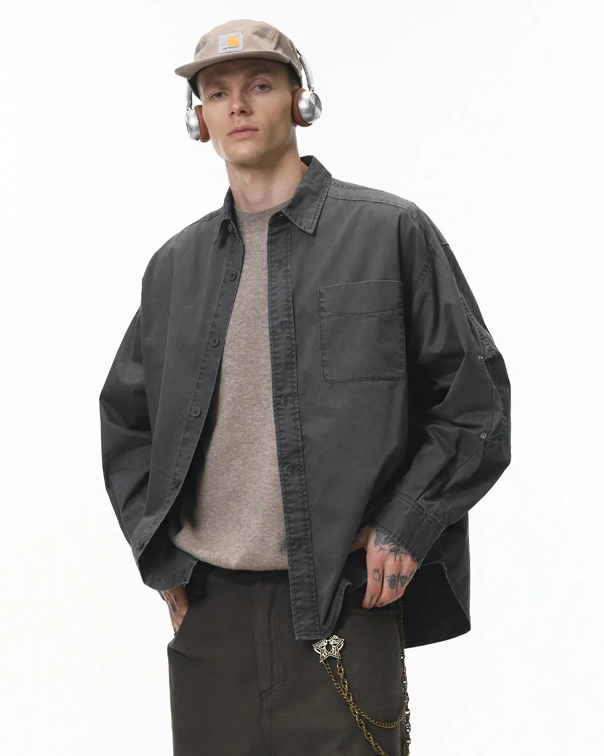 Acid Wash Cargo Shirt Jacket | Inflation Streetwear - Image 3