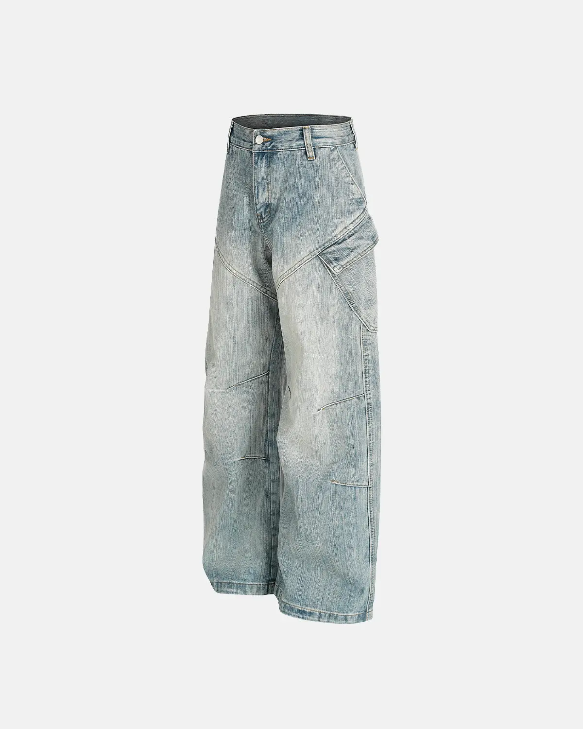 Stitching Bamboo Weave Baggy Jeans | Inflation Streetwear - Image 3