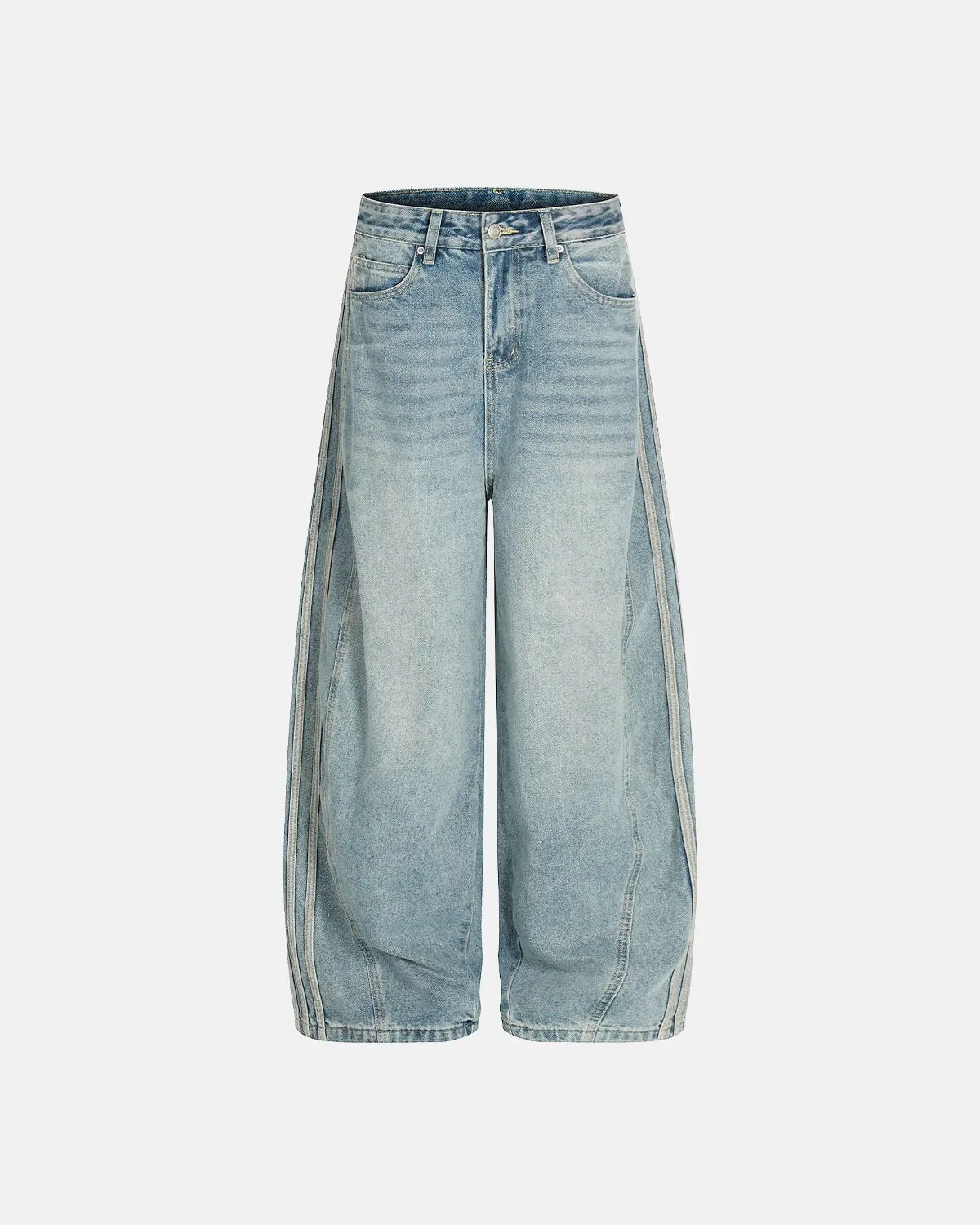Acid Wash Striped Side Baggy Jeans | Inflation Streetwear