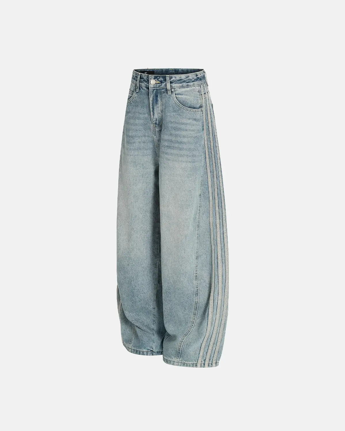 Acid Wash Striped Side Baggy Jeans | Inflation Streetwear - Image 5