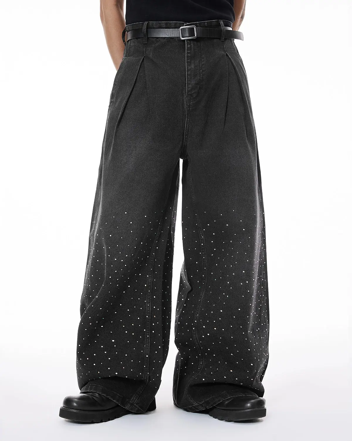 Acid Washed Rhinestone  Baggy Jeans | Inflation Streetwear - Image 3