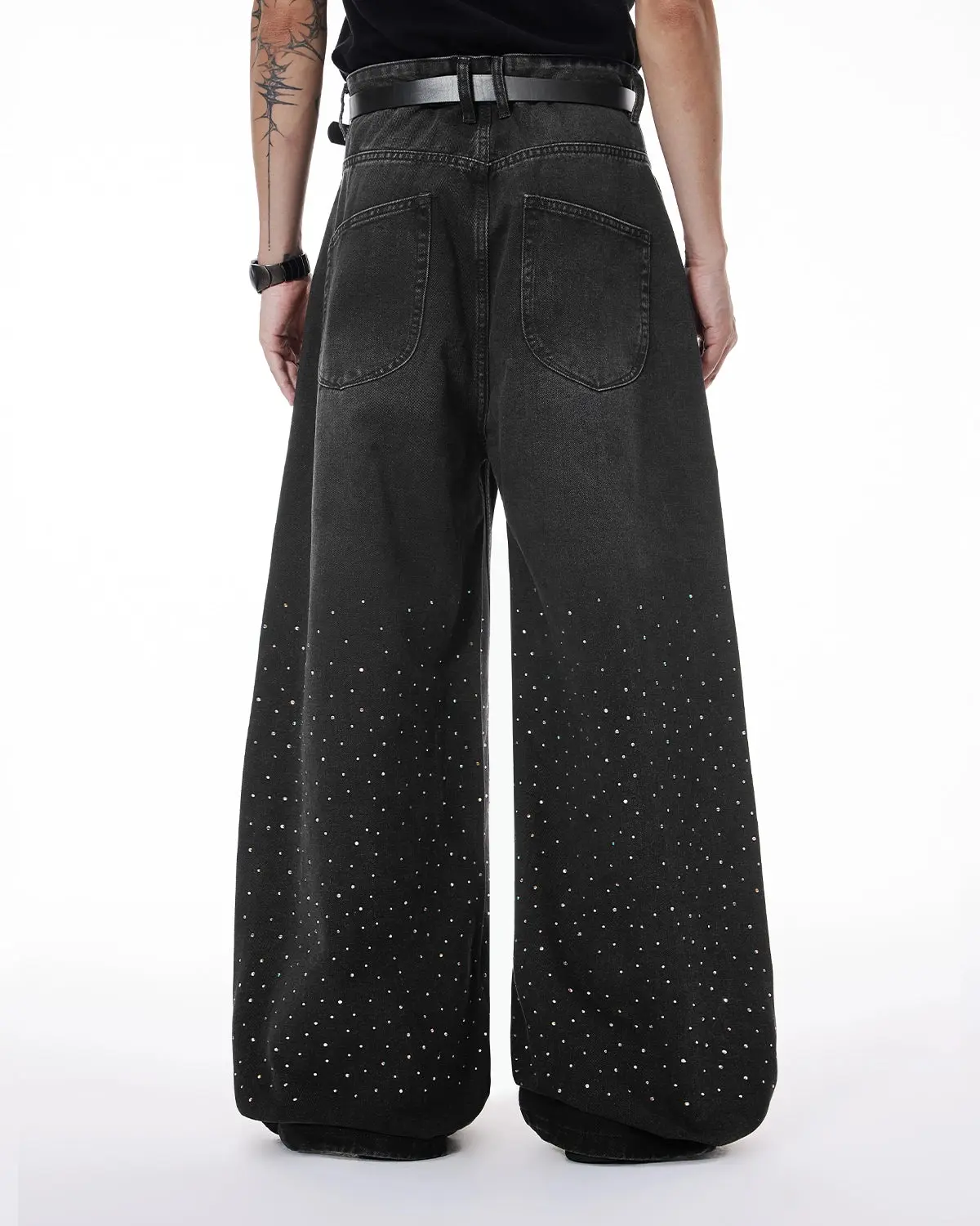 Acid Washed Rhinestone  Baggy Jeans | Inflation Streetwear - Image 4