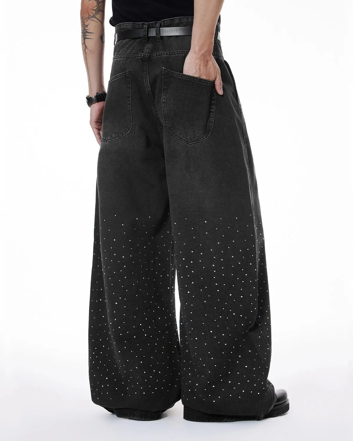 Acid Washed Rhinestone  Baggy Jeans | Inflation Streetwear - Image 5