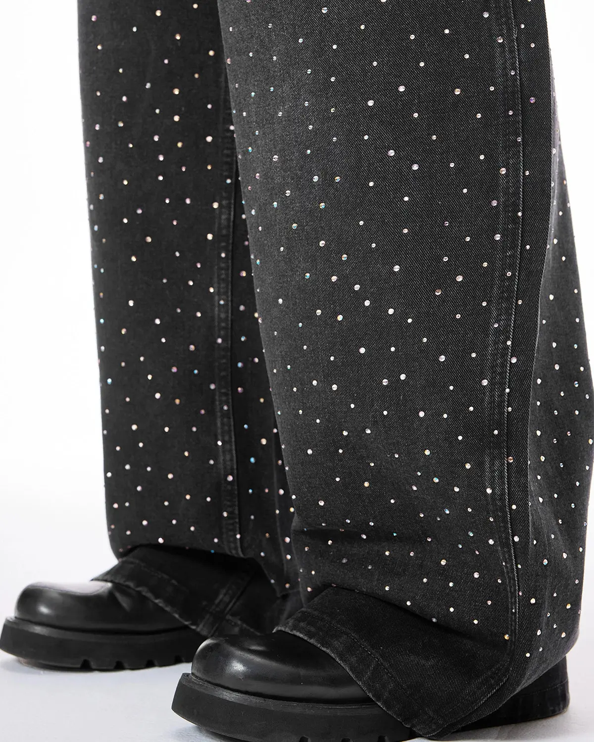 Acid Washed Rhinestone  Baggy Jeans | Inflation Streetwear - Image 6