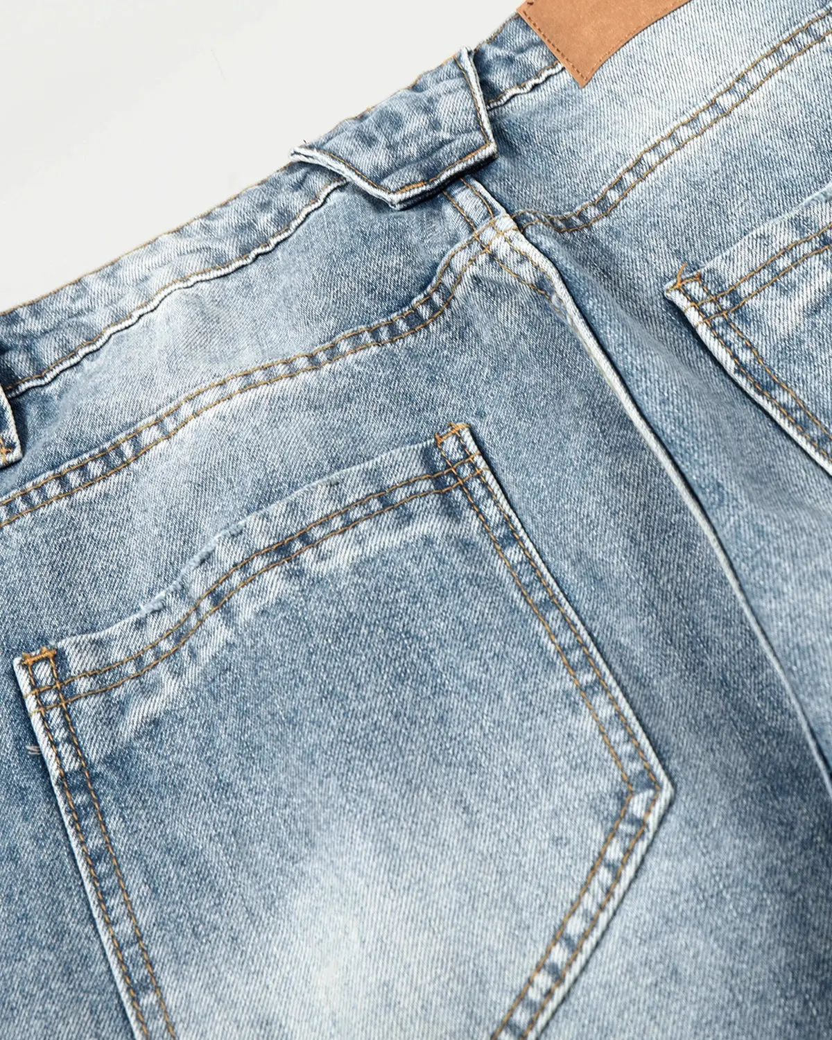 Acid Washed Whisker Clasp Barrel Jeans | Inflation Streetwear - Image 11