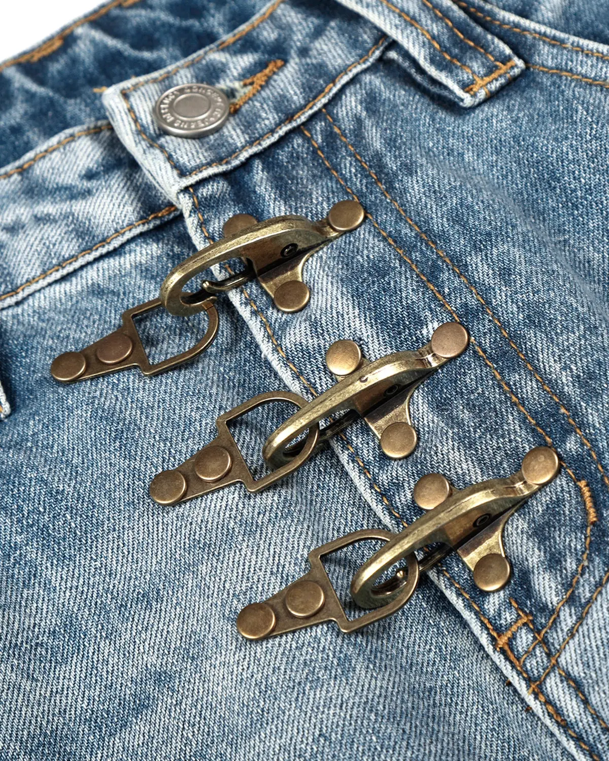 Acid Washed Whisker Clasp Barrel Jeans | Inflation Streetwear - Image 12