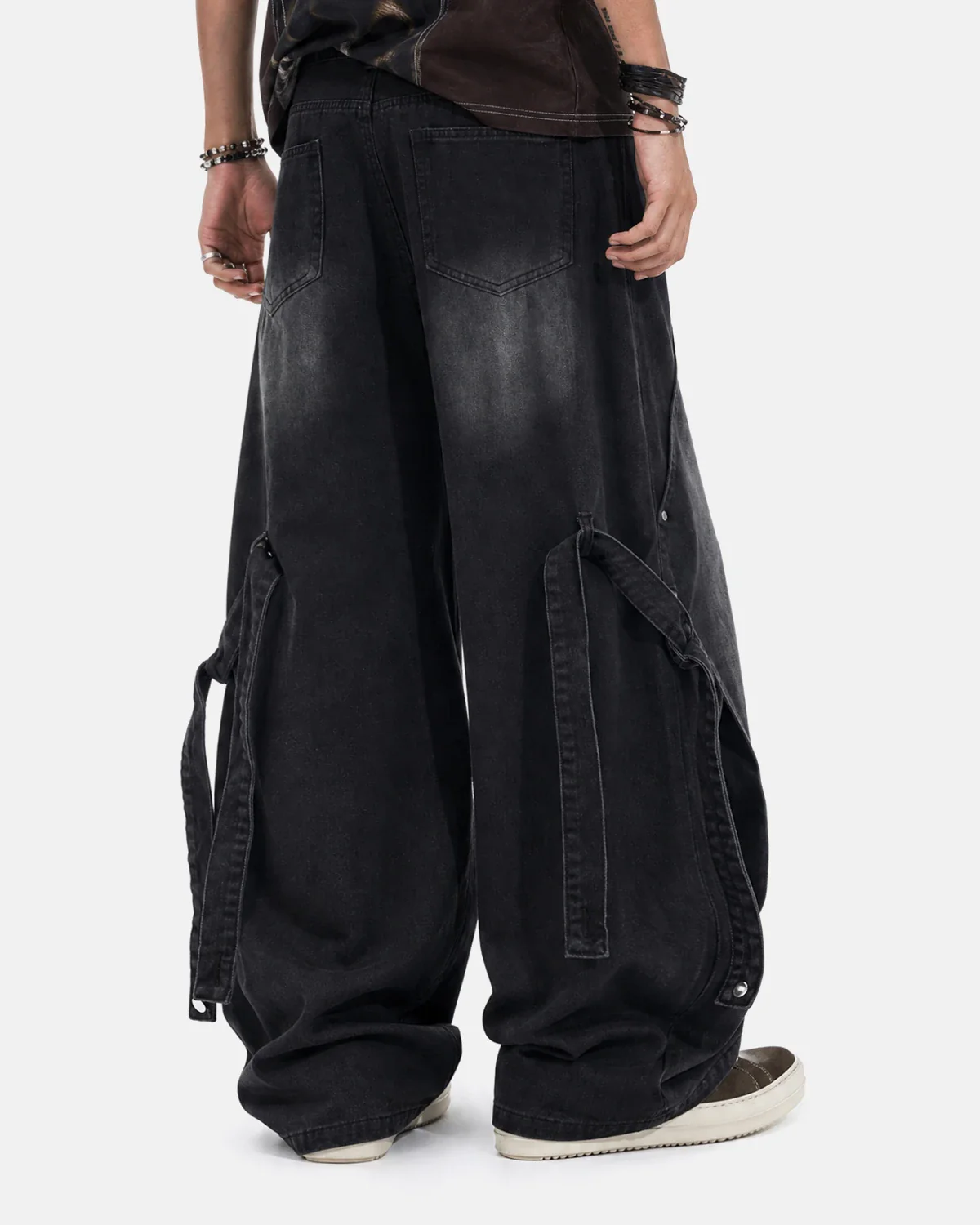 Adjustable Strap Washed Straight-Leg Jeans | Inflation Streetwear - Image 2