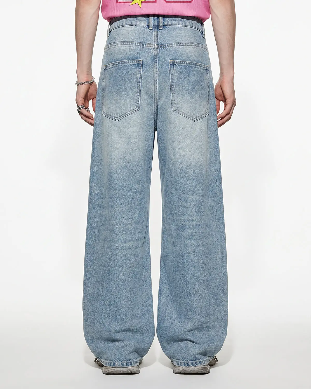 Asymmetric Button Baggy Jeans | Inflation Streetwear - Image 4