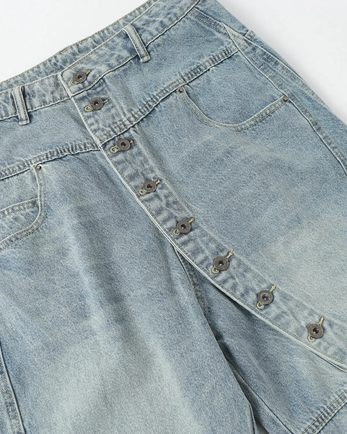 Asymmetric Button Baggy Jeans | Inflation Streetwear - Image 5