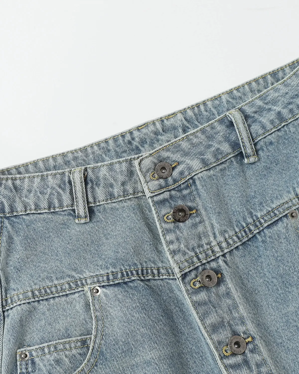Asymmetric Button Baggy Jeans | Inflation Streetwear - Image 6