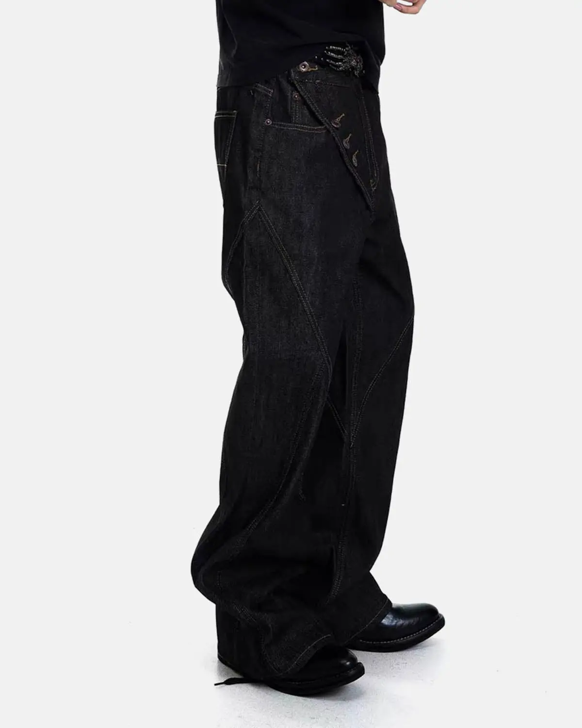 Asymmetric Buttons Bootcut Jeans | Inflation Streetwear - Image 3