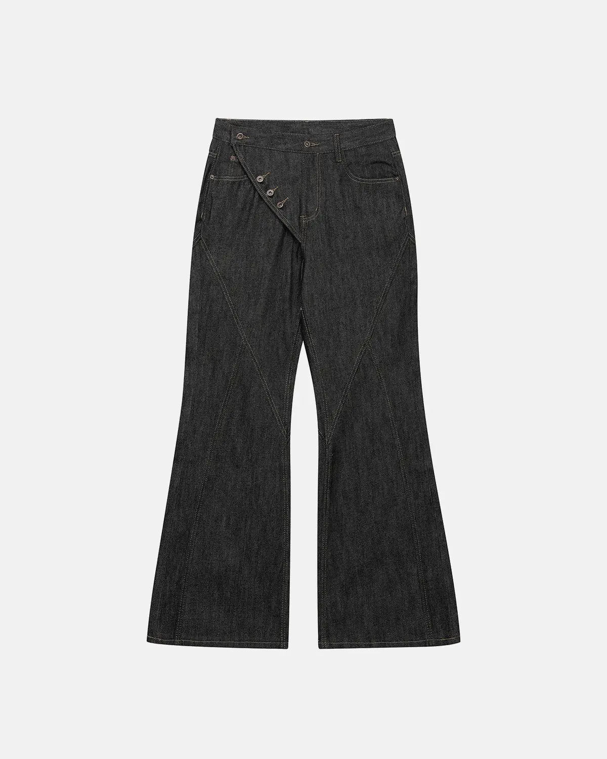 Asymmetric Buttons Bootcut Jeans | Inflation Streetwear - Image 4