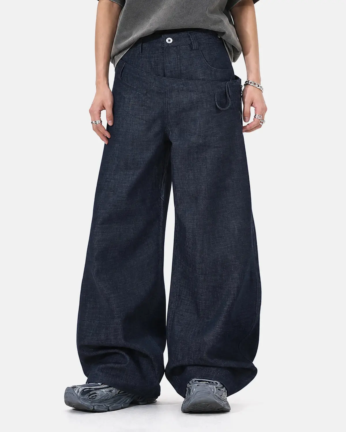 Asymmetric Wrap Waist Baggy Jeans | Inflation Streetwear - Image 2
