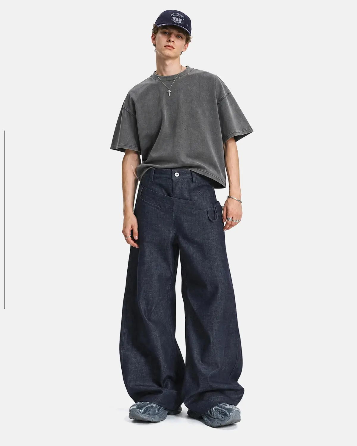 Asymmetric Wrap Waist Baggy Jeans | Inflation Streetwear - Image 3