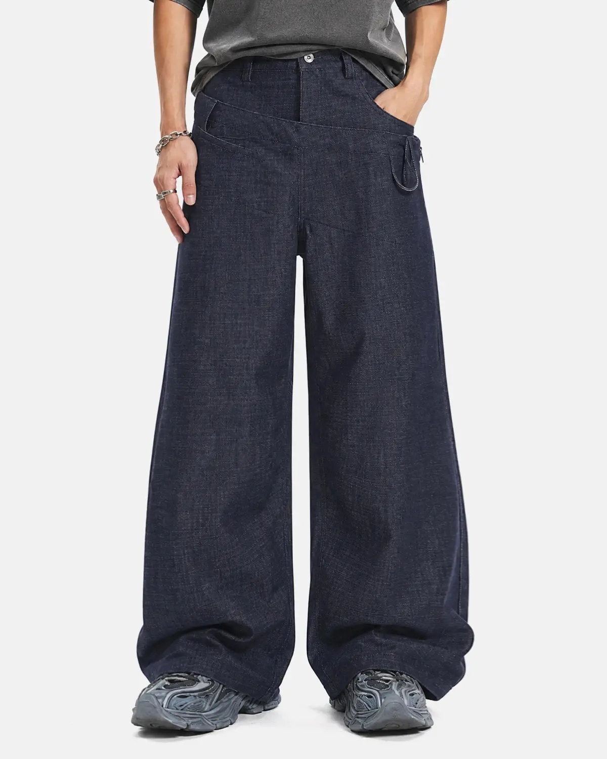 Asymmetric Wrap Waist Baggy Jeans | Inflation Streetwear - Image 5
