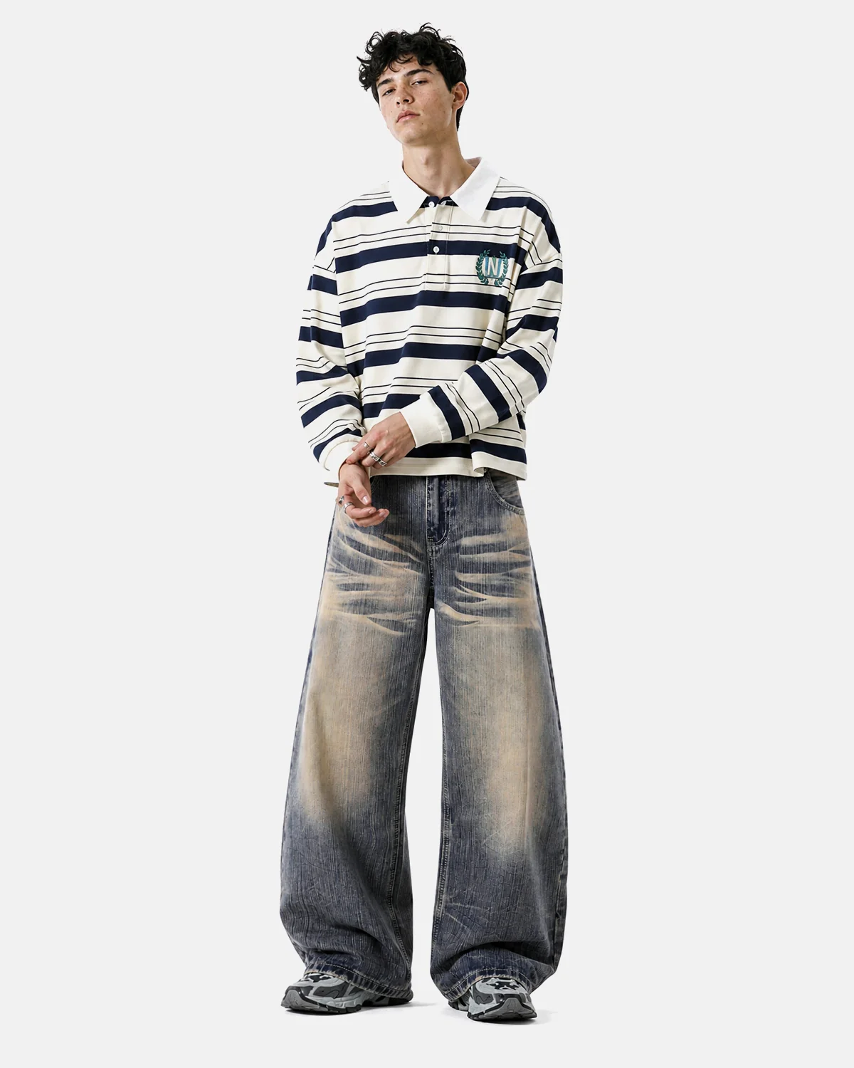 Bamboo Weave Dirty Wash Barrel Jeans | Inflation Streetwear - Image 3