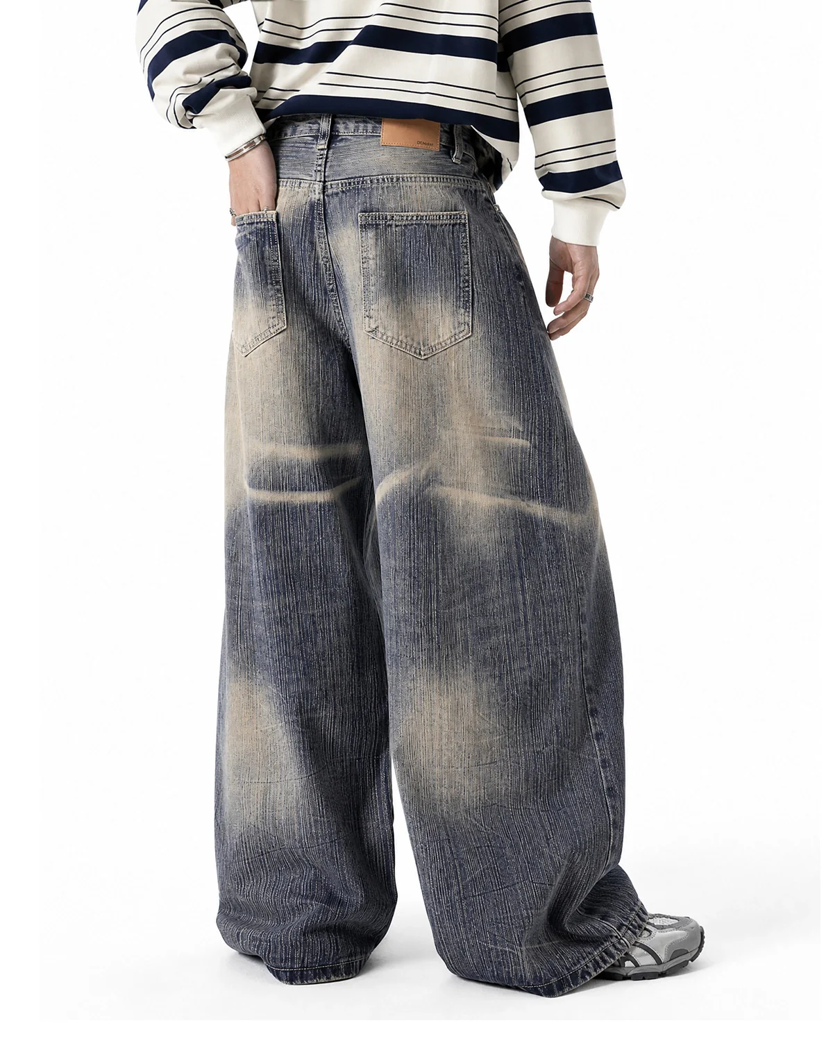 Bamboo Weave Dirty Wash Barrel Jeans | Inflation Streetwear - Image 5