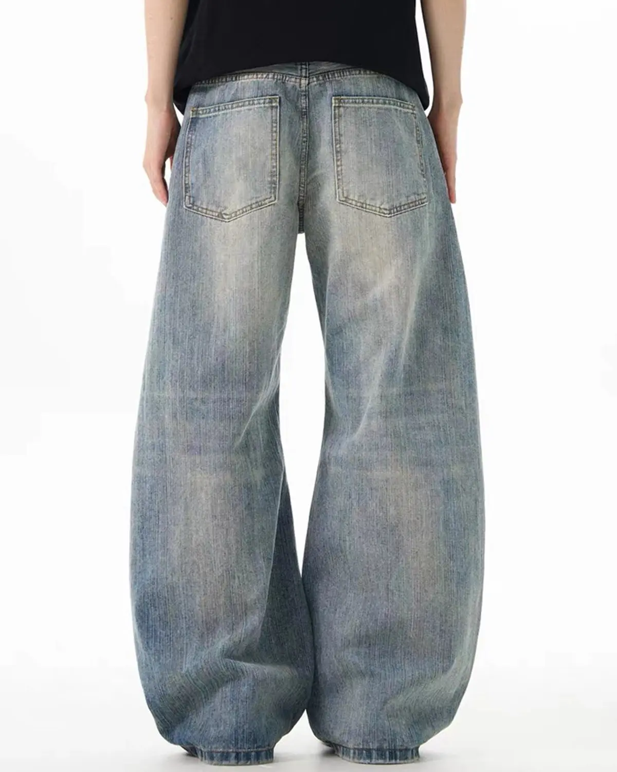 Bamboo Weave Distressed Baggy Jeans | Inflation Streetwear - Image 4