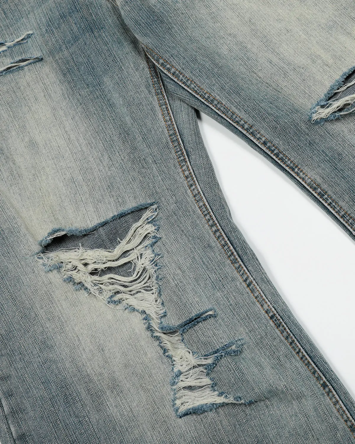 Bamboo Weave Distressed Baggy Jeans | Inflation Streetwear - Image 6