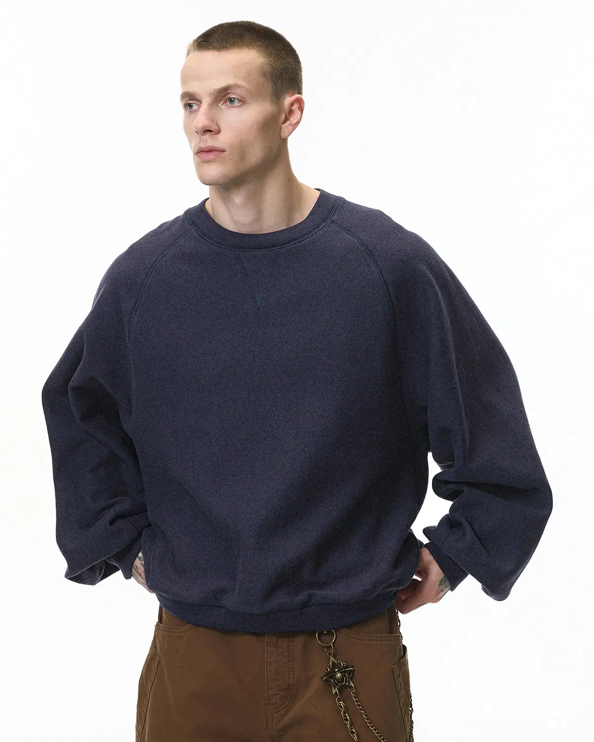 Batwing Sleeve Fleece Crewneck Sweatshirt | Inflation Streetwear - Image 3