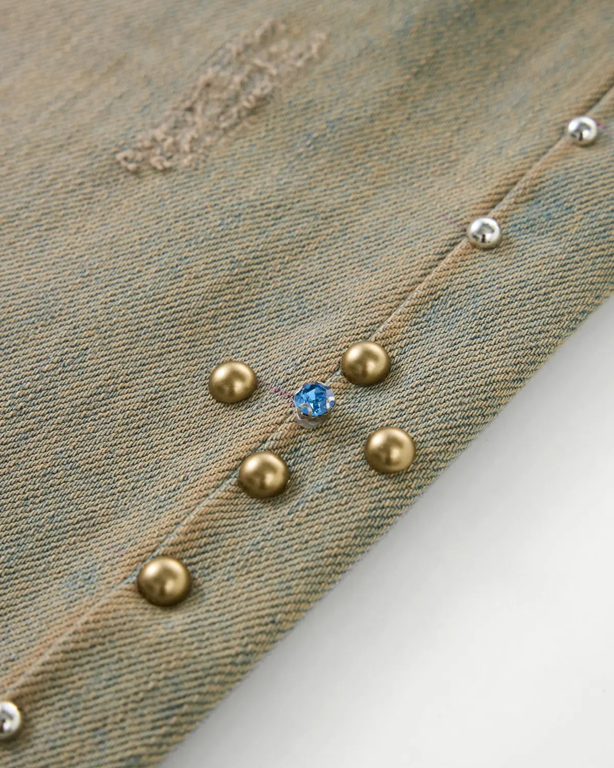 Beaded Studded Washed Baggy Jeans | INFLATION Streetwear - Image 2