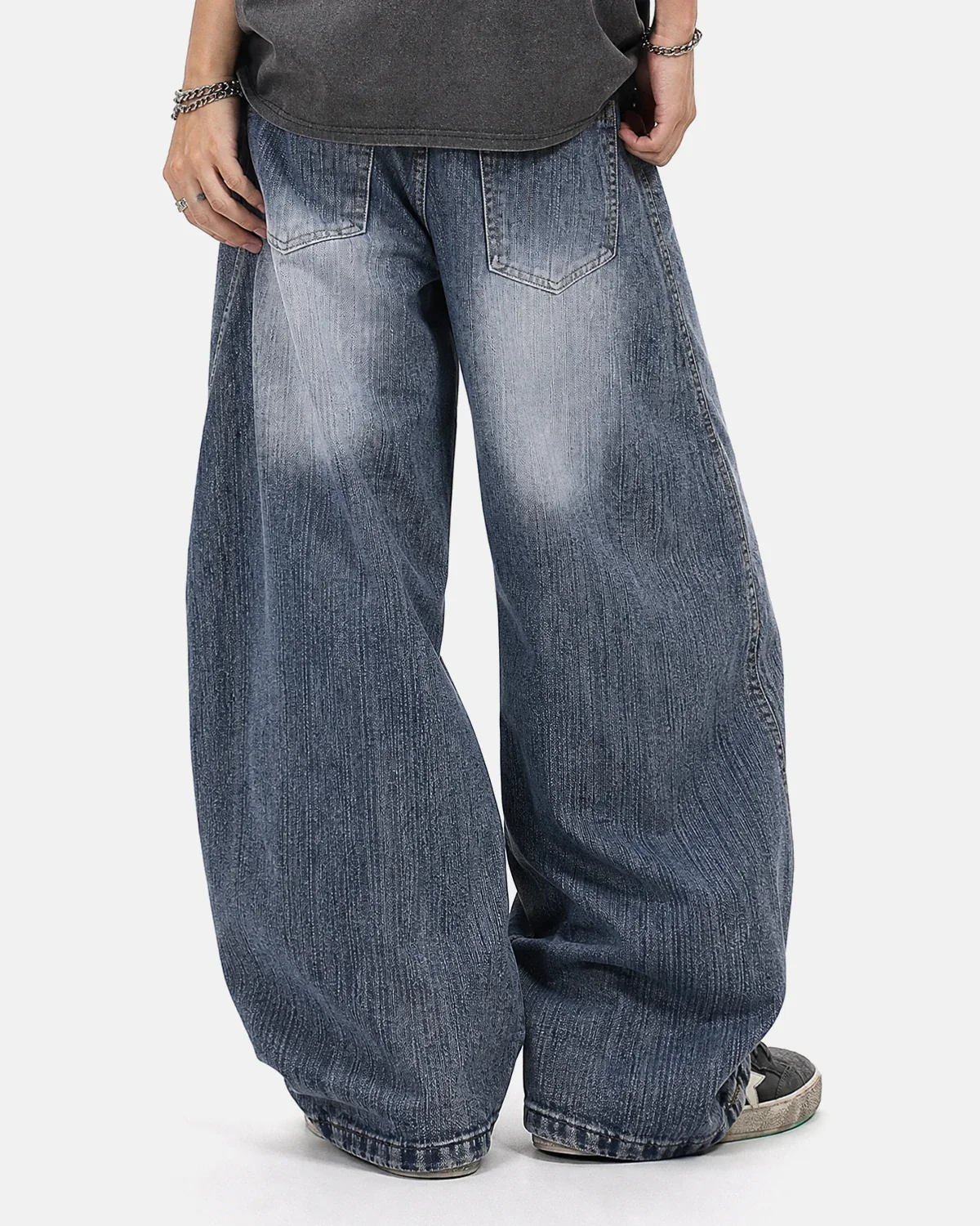 Belted Bamboo Weave Barrel Jeans | Inflation Streetwear - Image 6