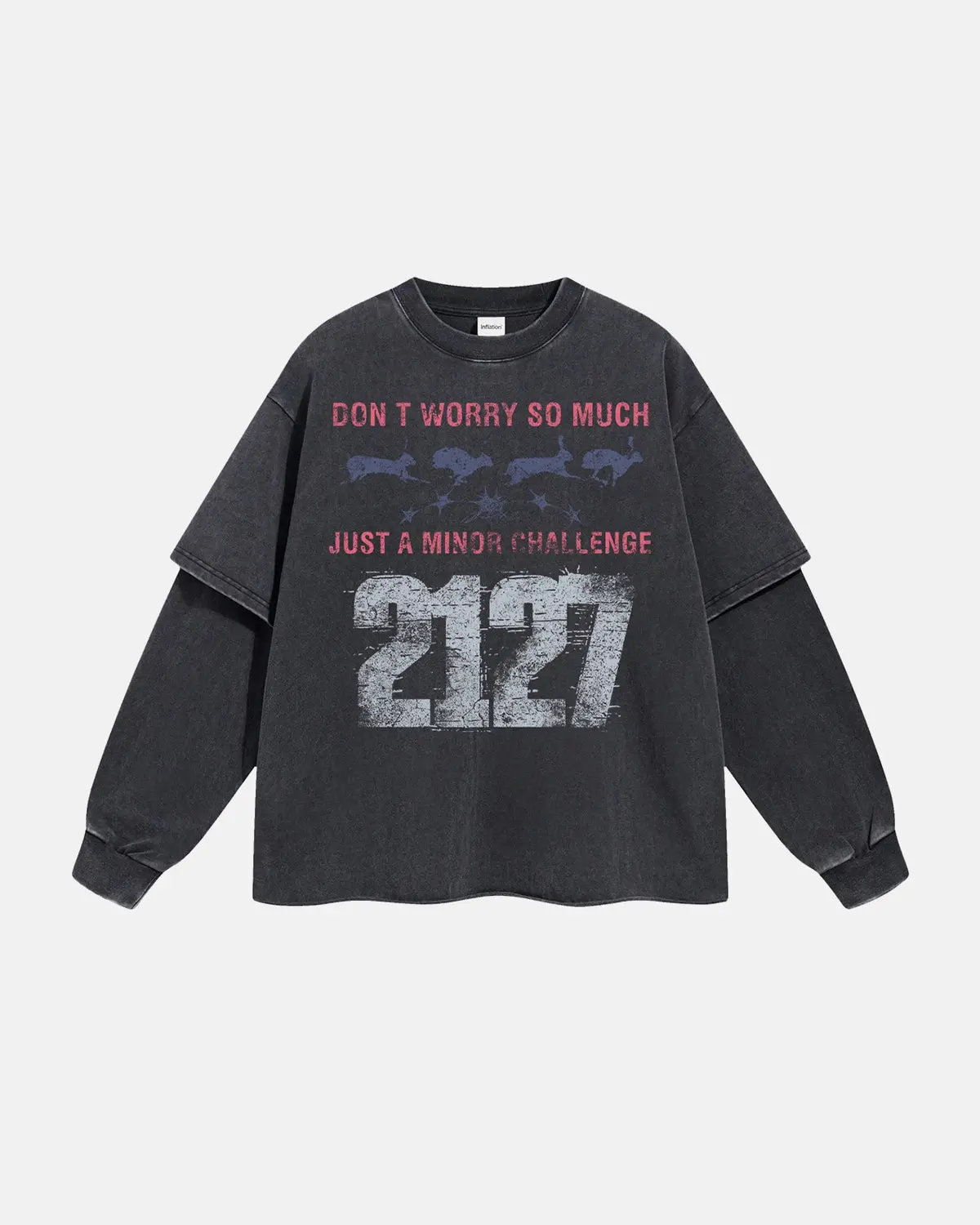 Black Acid Wash Layered Tees | Inflation Streetwear