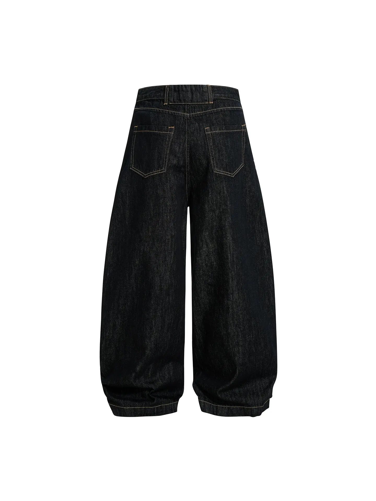Black Buttons Up Barrel Baggy Jeans | Inflation Streetwear - Image 9