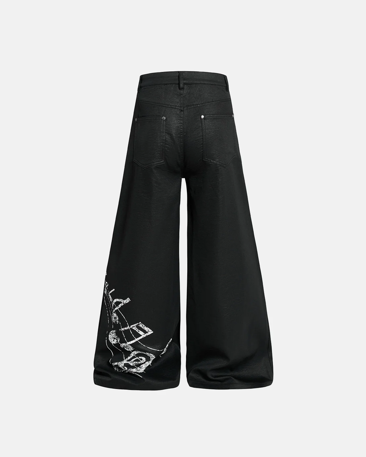 Black Graphic Wide Leg Pants | Inflation Streetwear - Image 8