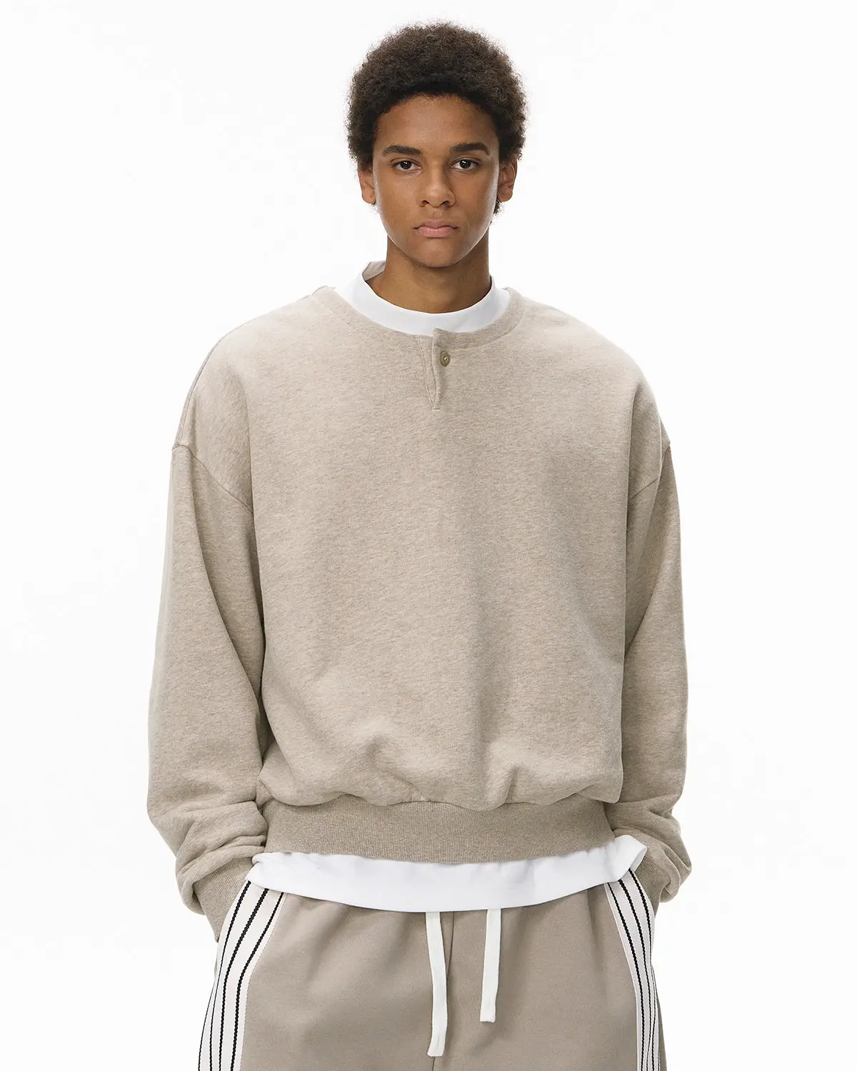 Boxy Fit Henley Collar Sweatshirt | Inflation Streetwear - Image 3