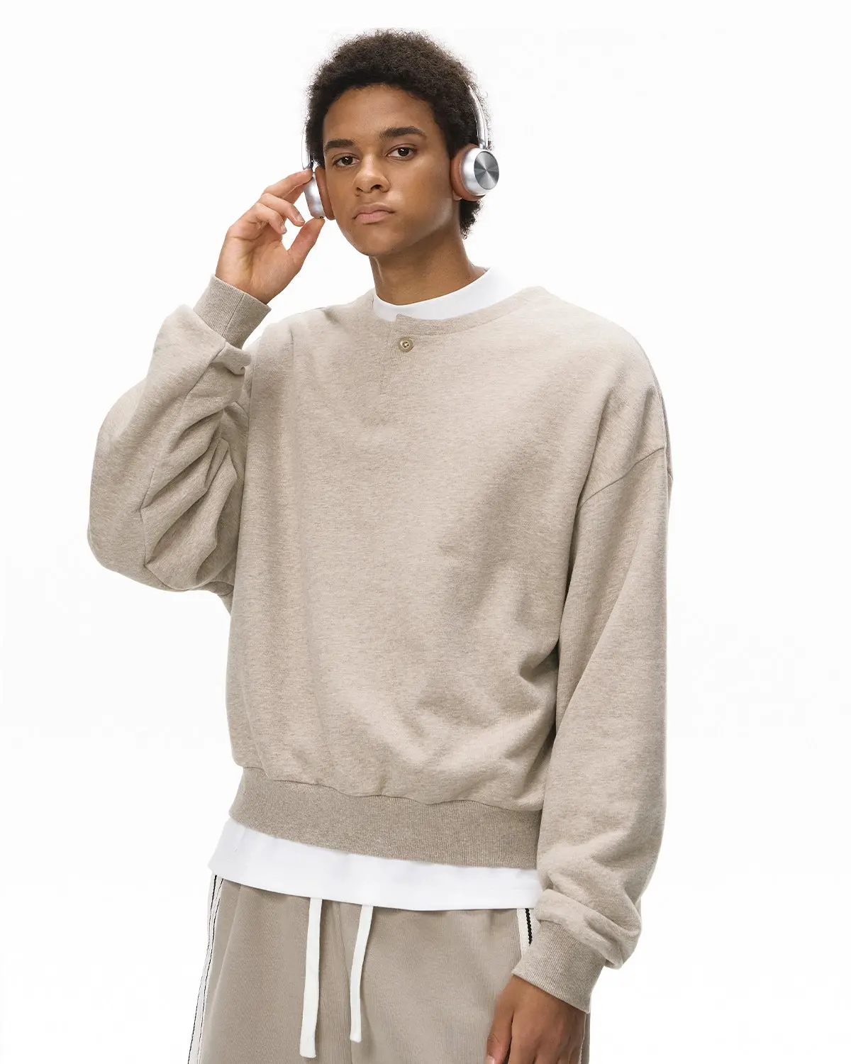 Boxy Fit Henley Collar Sweatshirt | Inflation Streetwear - Image 4