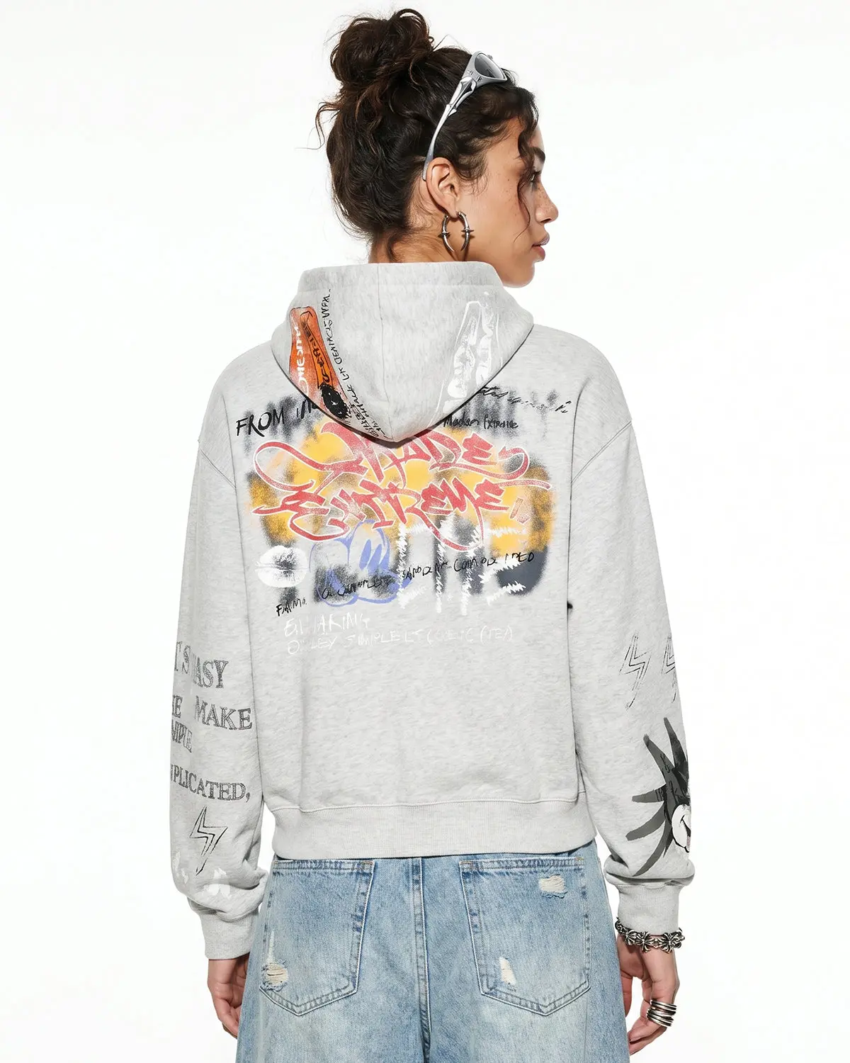 Boxy Graffiti Zip Up Hoodie | Inflation Streetwear - Image 4