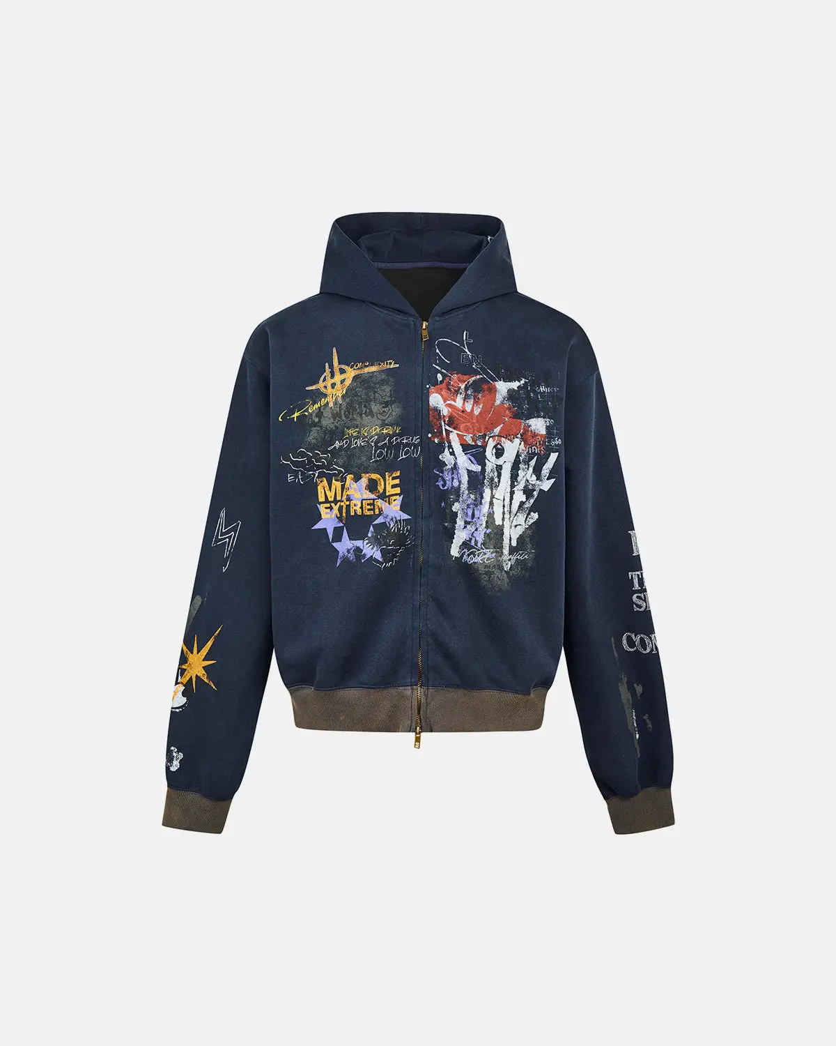 Boxy Graffiti Zip Up Hoodie | Inflation Streetwear - Image 5