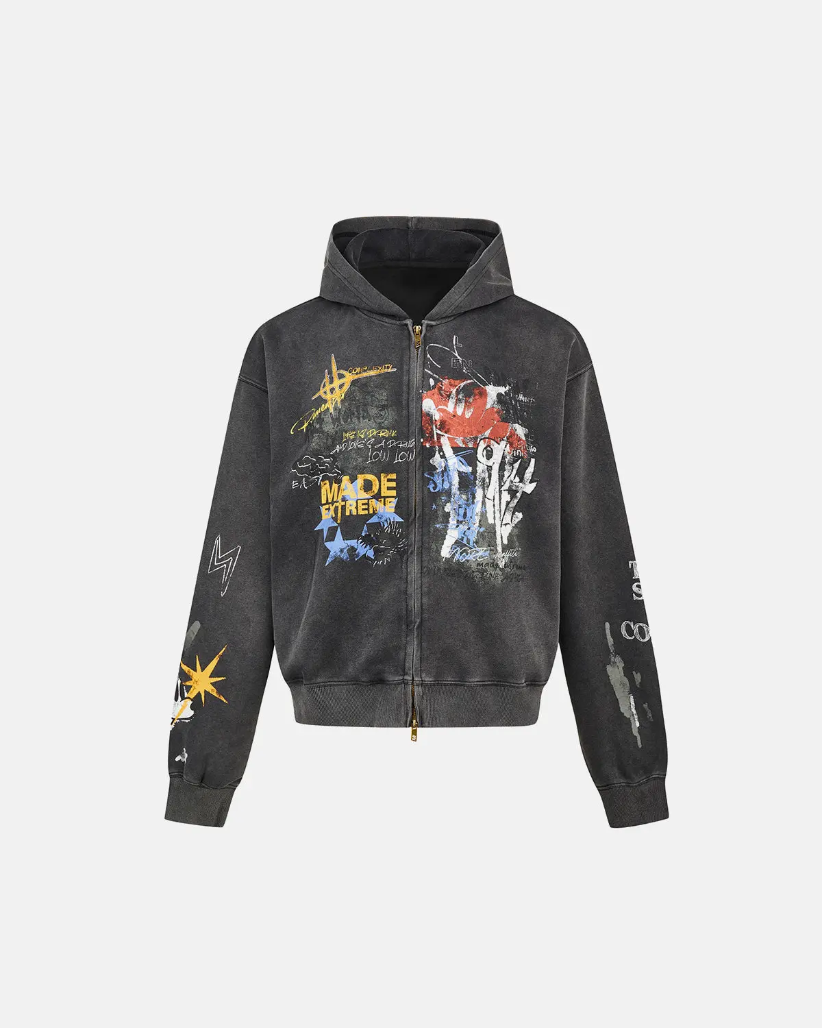 Boxy Graffiti Zip Up Hoodie | Inflation Streetwear - Image 7