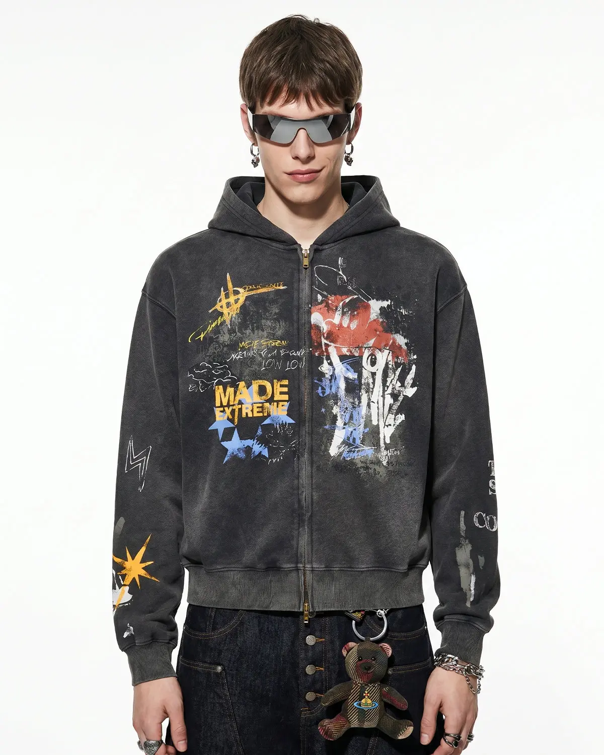 Boxy Graffiti Zip Up Hoodie | Inflation Streetwear - Image 9
