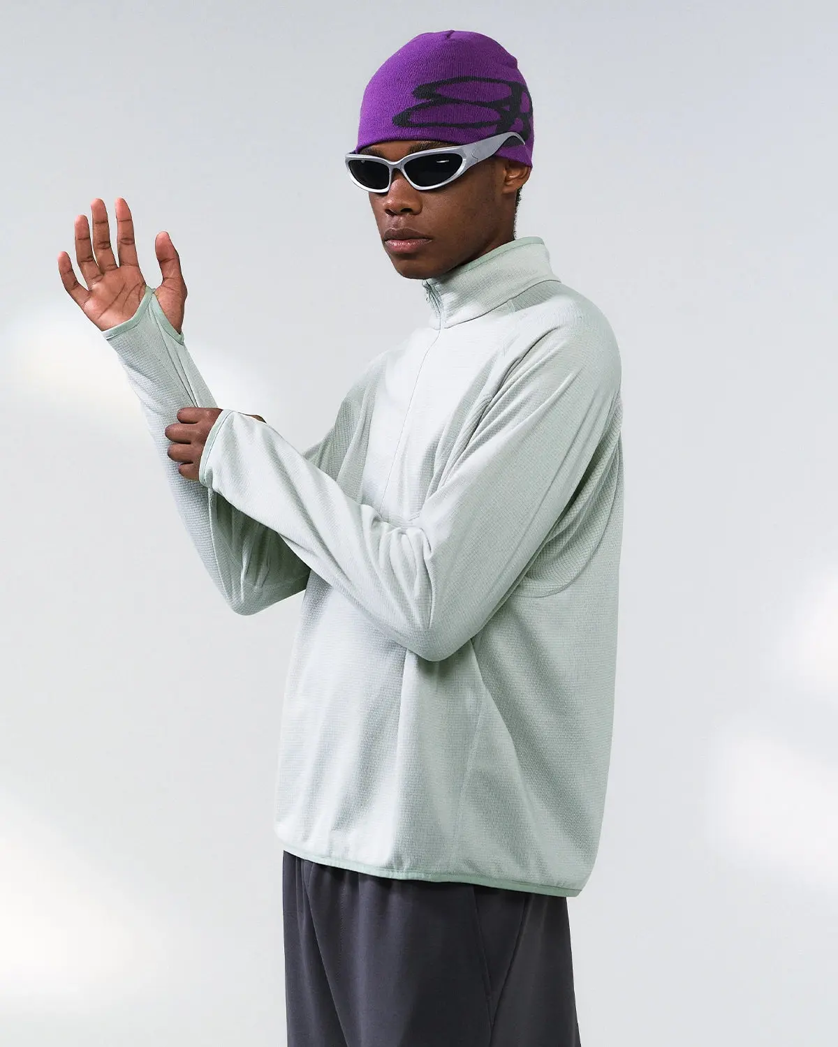 Breathable Grid Fleece Half-Zip Sweatshirt | Inflation Streetwear - Image 10