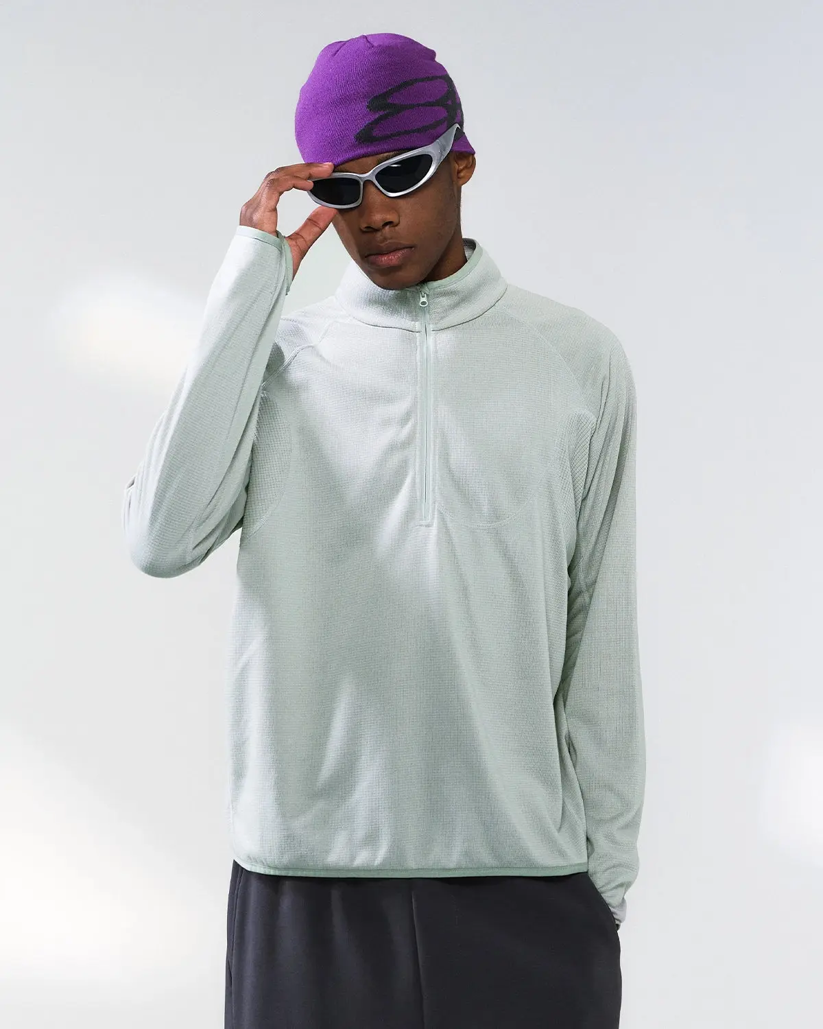Breathable Grid Fleece Half-Zip Sweatshirt | Inflation Streetwear - Image 11