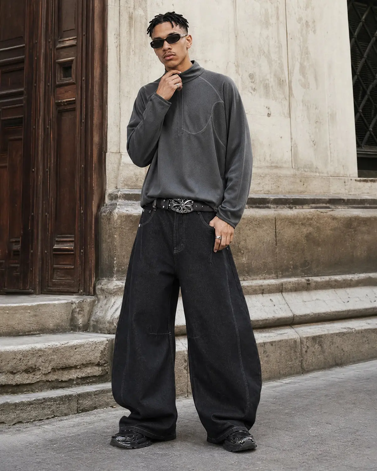 Breathable Grid Fleece Half-Zip Sweatshirt | Inflation Streetwear - Image 3