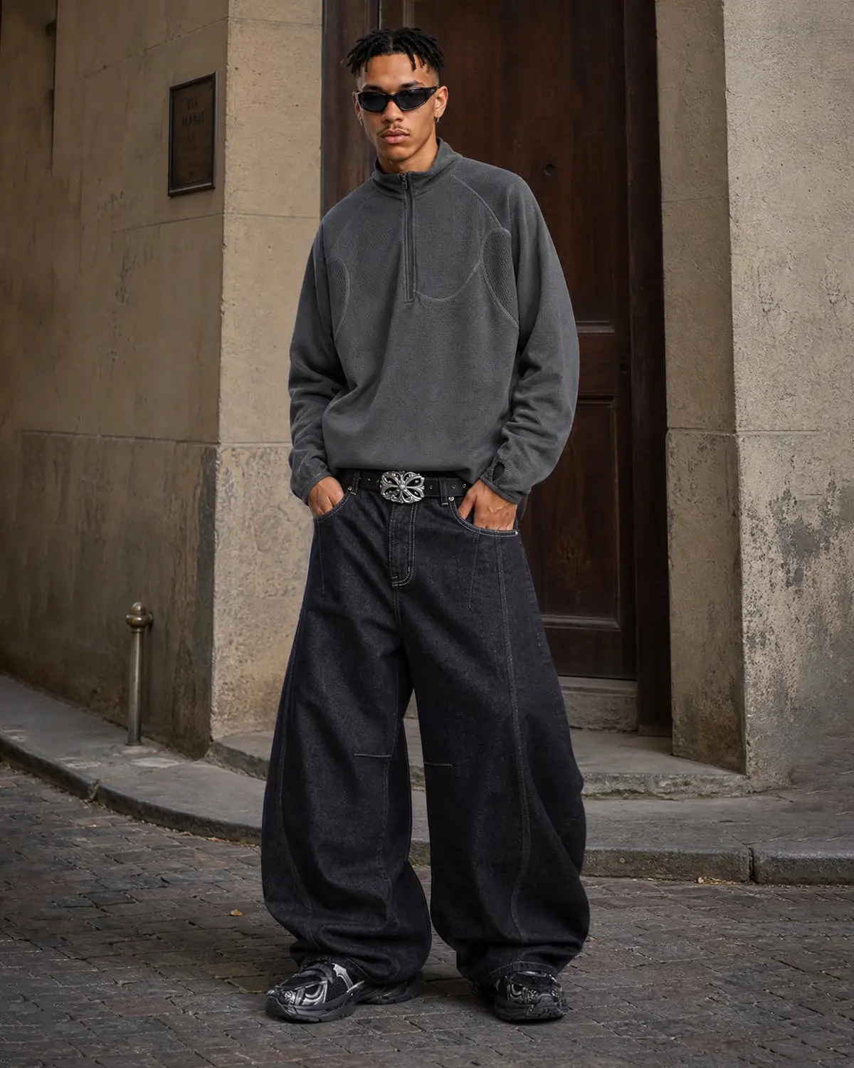 Breathable Grid Fleece Half-Zip Sweatshirt | Inflation Streetwear - Image 4