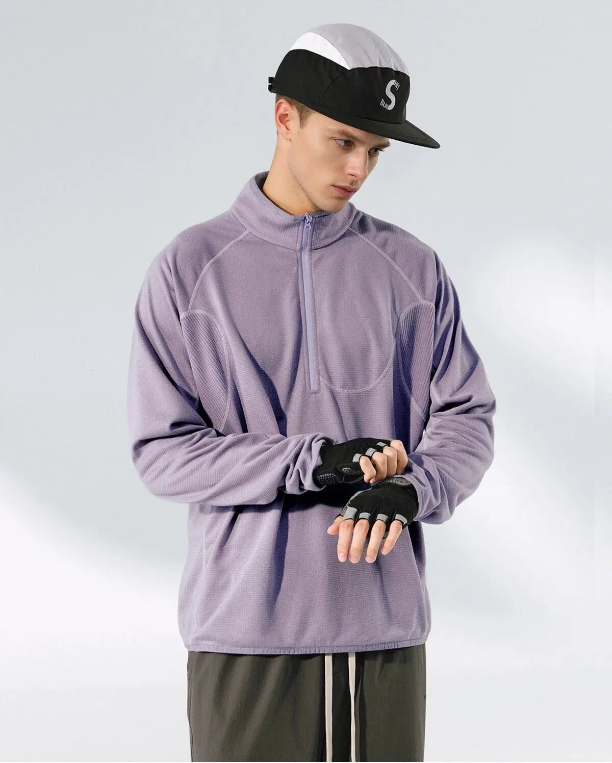 Breathable Grid Fleece Half-Zip Sweatshirt | Inflation Streetwear - Image 9