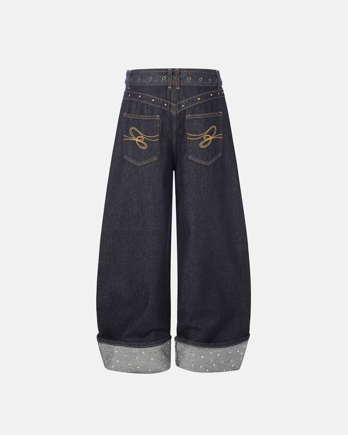 Embroidery Cuffed Barrel Jeans | Inflation Streetwear - Image 7