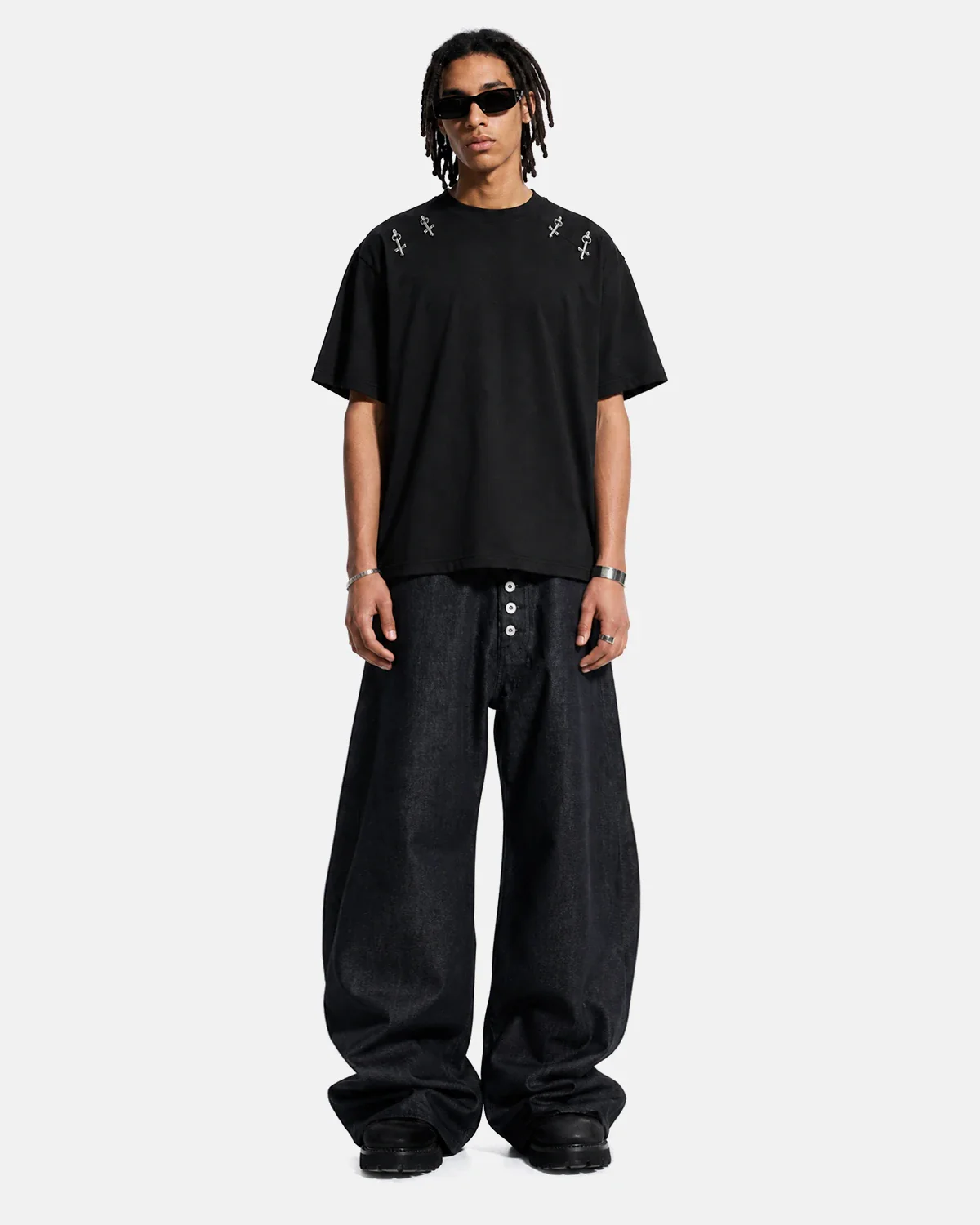 Buttons Up Raw Baggy Jeans | Inflation Streetwear - Image 4