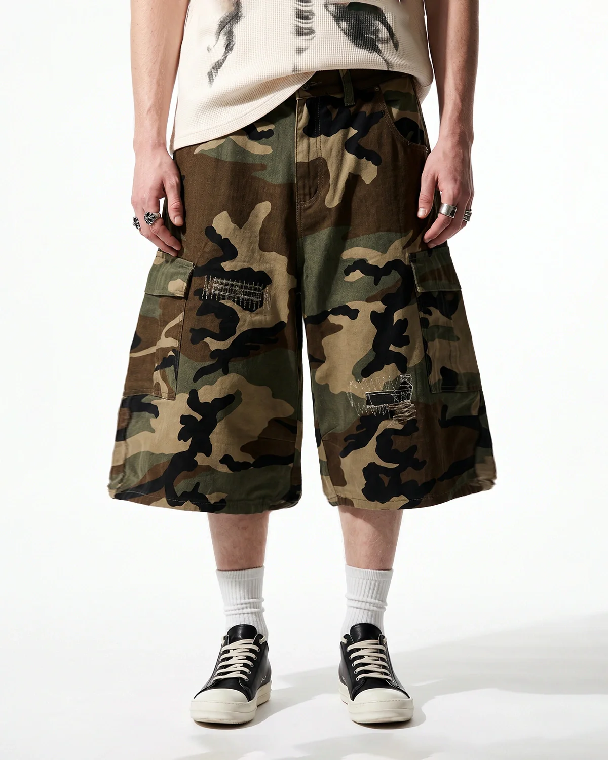 Camo Cargo Longline Shorts | Inflation Streetwear - Image 2
