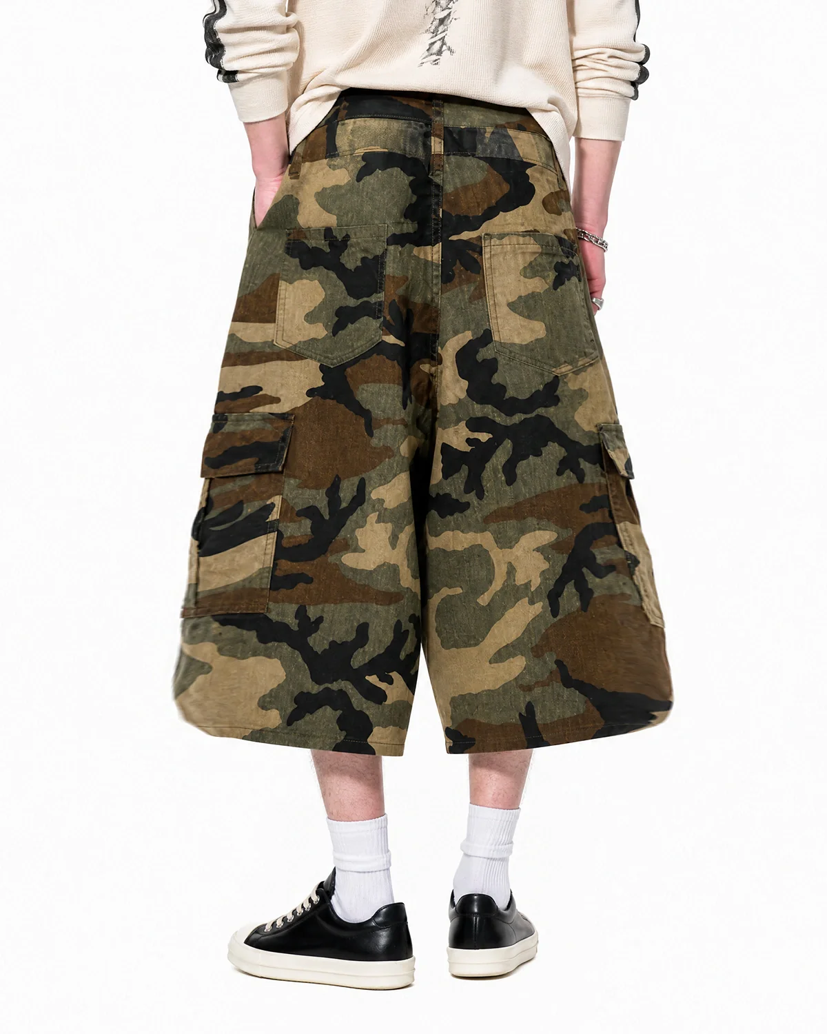 Camo Cargo Longline Shorts | Inflation Streetwear - Image 5