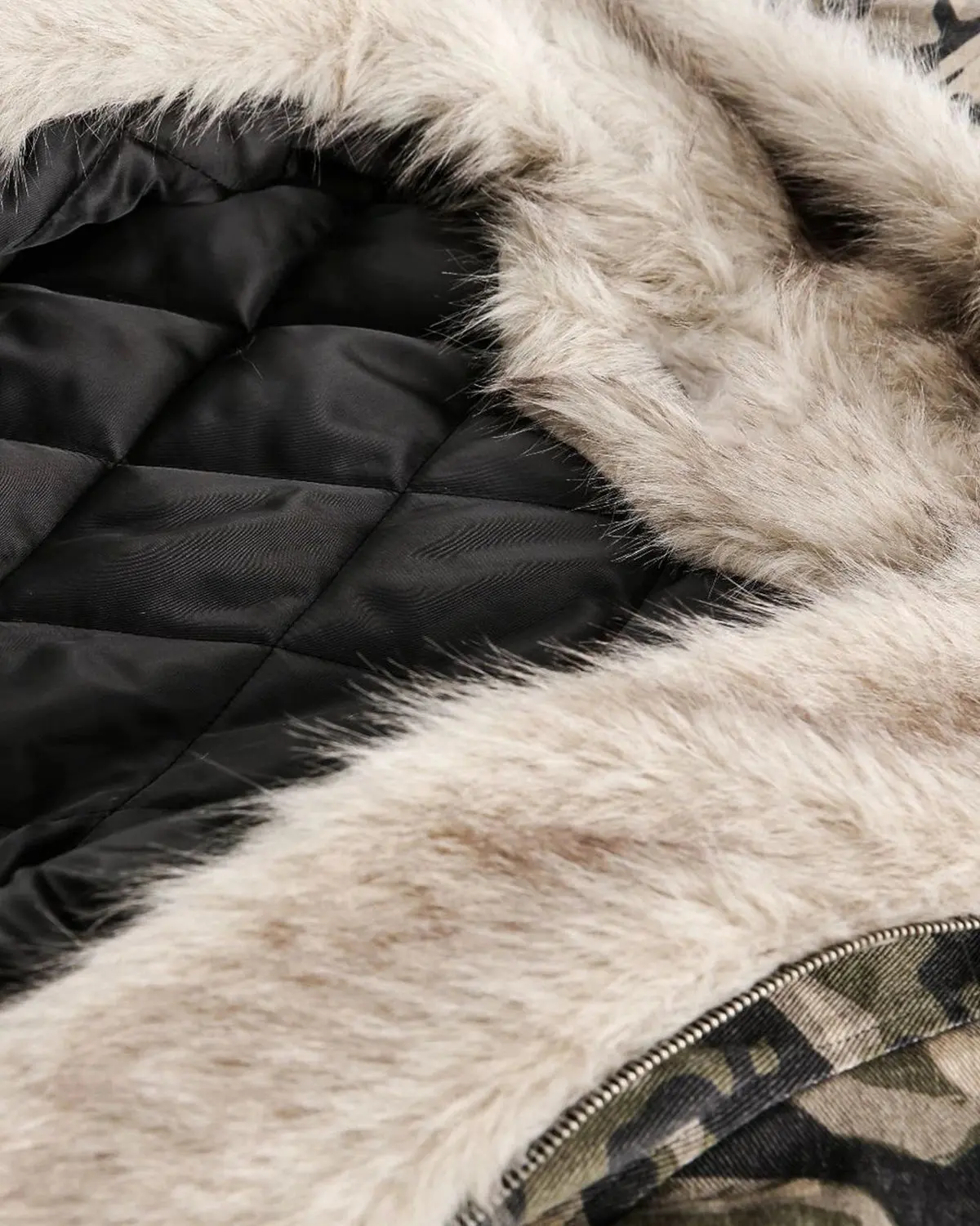 Camo Faux Fur Padded Hooded Jacket | INFLATION Streetwear - Image 8