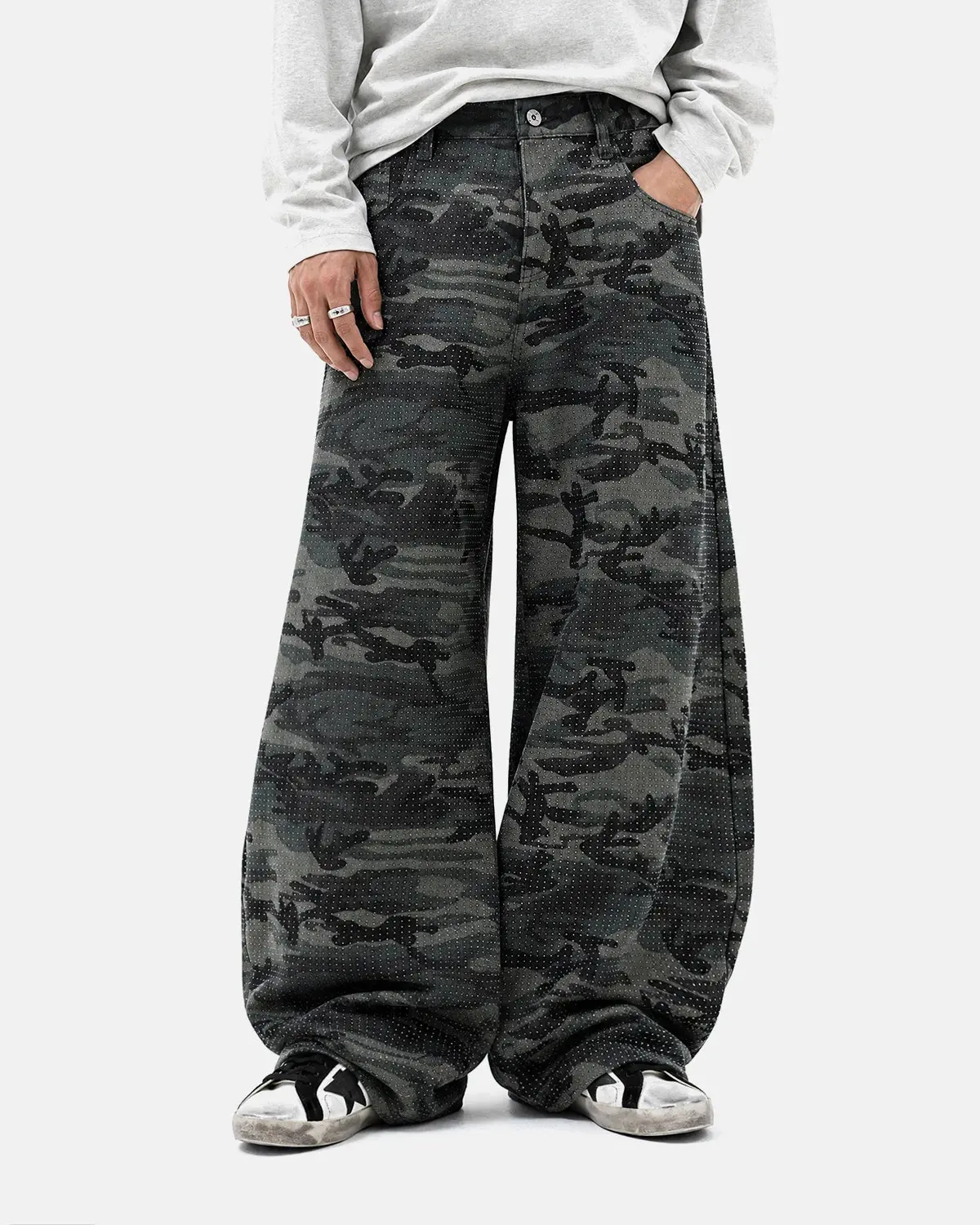 Rhinestone Camo Barrel Pants | Inflation Streetwear - Image 2