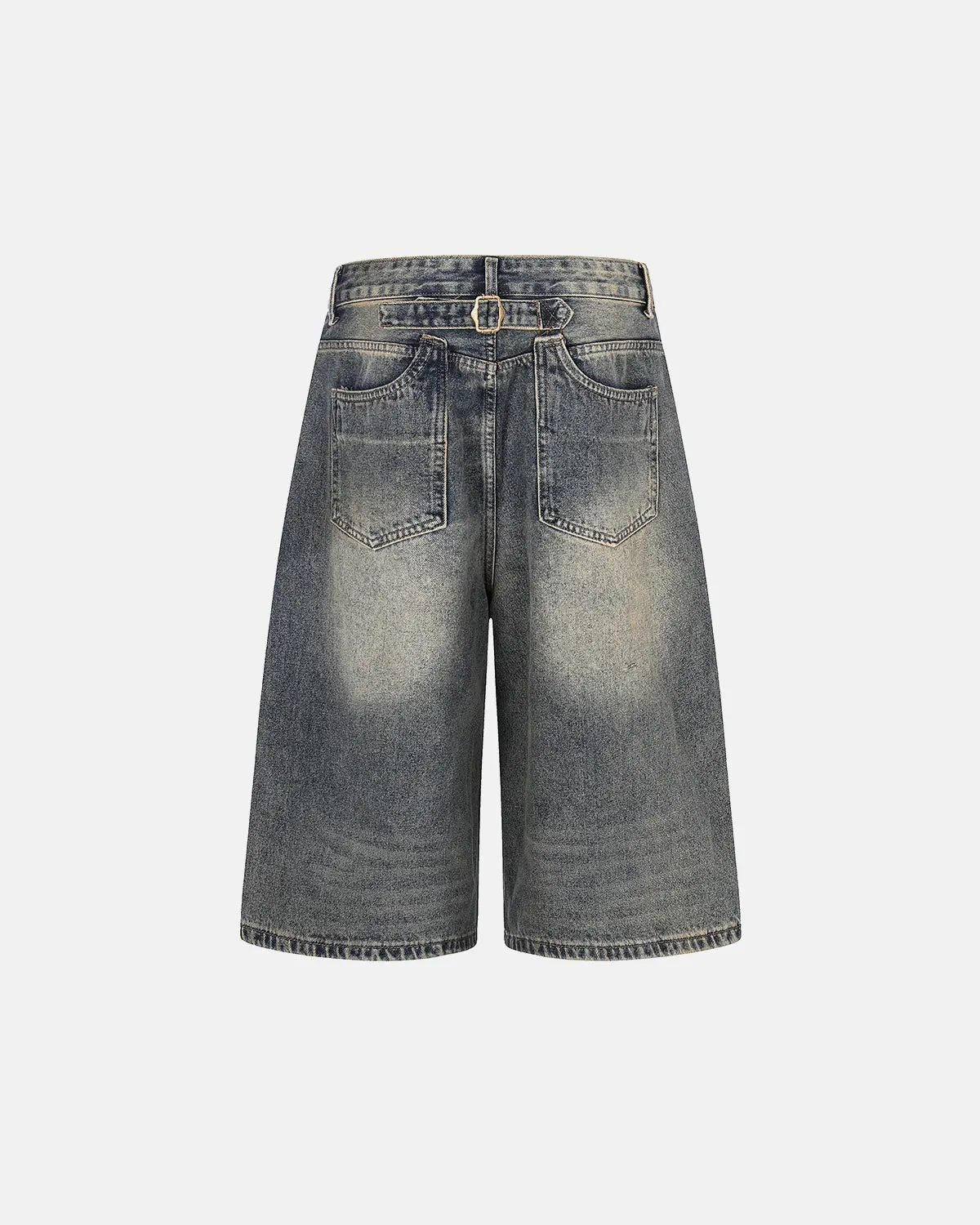 Cinch Back Buckle Acid Washed Jorts | Inflation Streetwear
